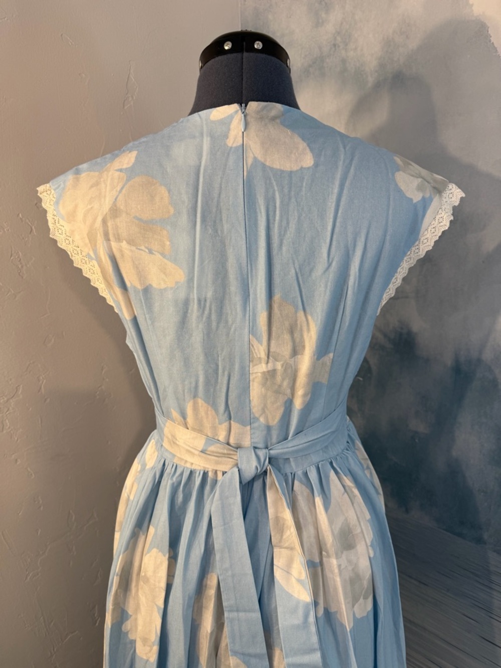 Sky Blue Floral Lace-Trim Maxi Dress 168 - Picture 5 of 7